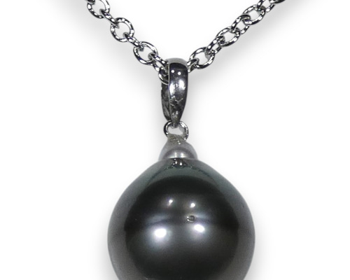 黒真珠ペンダントトップ プラチナ（PT900枠）タヒチ南洋黒蝶真珠約14.7