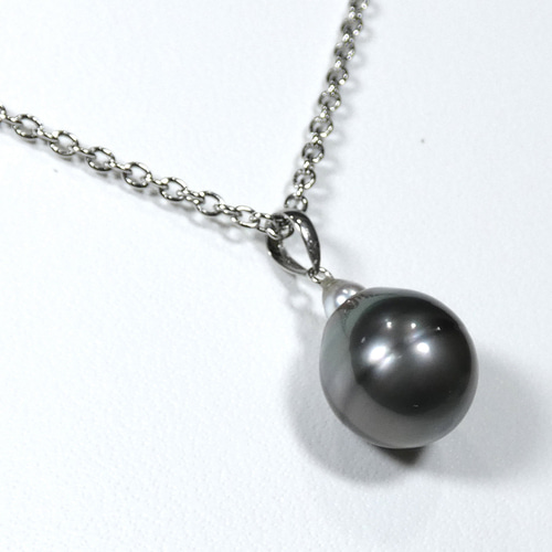 黒真珠ペンダントトップ プラチナ（PT900枠）タヒチ南洋黒蝶真珠約14.7
