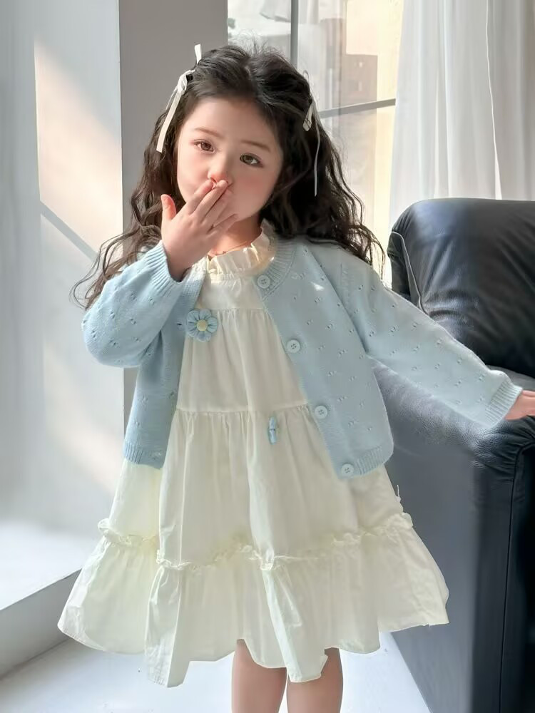 子供服 2点セット ワンピース ニット トップス ジャケット 女の子韓国子供服  チュール 90 100 110 120