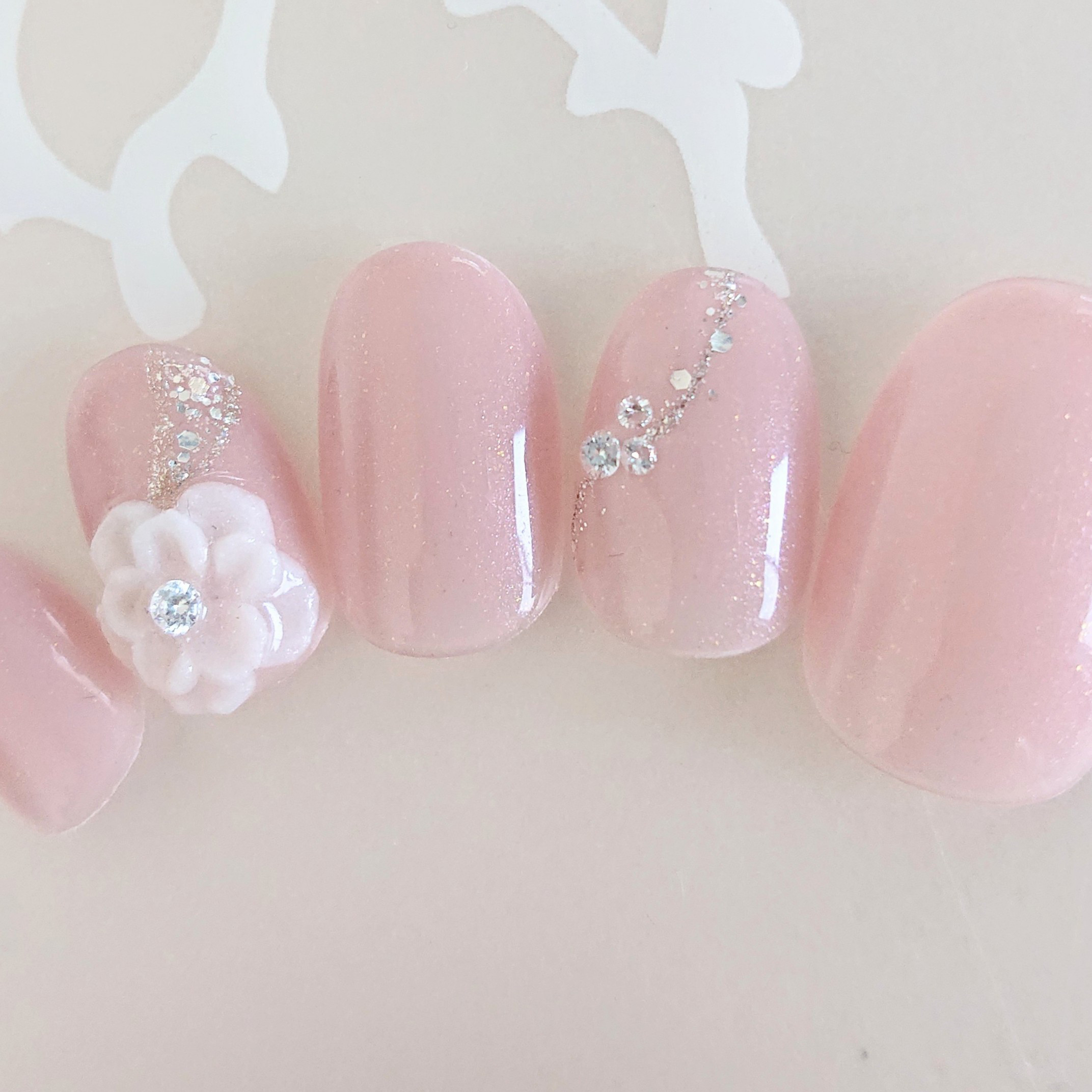 【ダイヤモンドが選べる】【サイズ/カラー選べる】上品ライン　ネイルチップ　フォトウェディング　前撮りネイル　D122