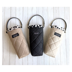 《撥水キルト&保冷》 ボトルホルダー ♡ スッキリおしゃれなフラットボトルカバー＊ペットボトルカバー 水筒カバー 水筒ケ 3枚目の画像