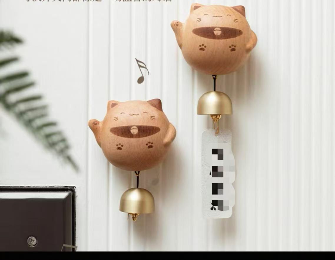 招き猫 ドアベル ウォールナット 優しい音のドアチャイム 木製 真鍮 玄関 磁石 ホーム 店舗 6,248円