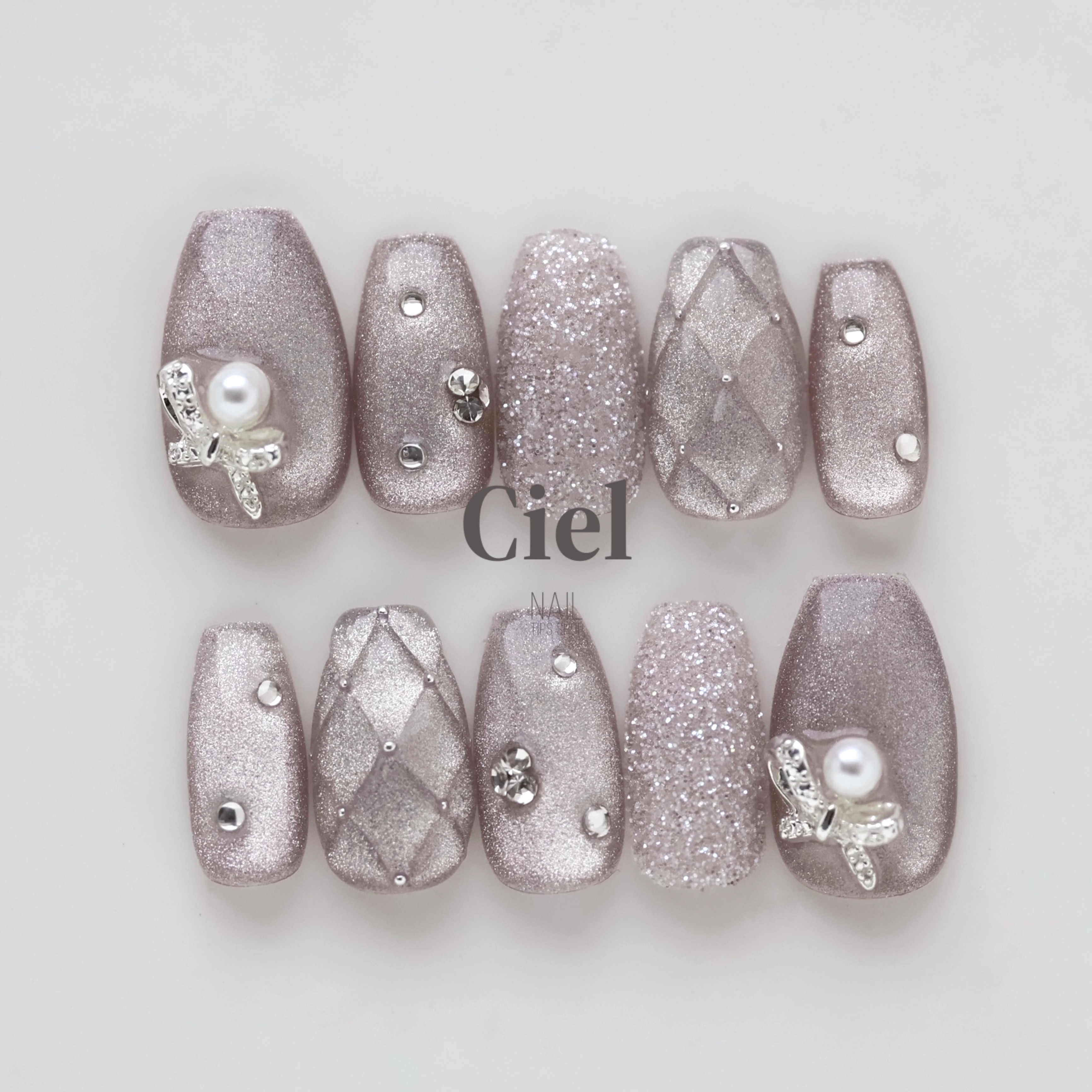 オーダーネイルチップ　ニュアンスリボンワンホン推しネイルマグネットno.70 オーダーネイルチップ ニュアンスリボンワンホン推しネイル