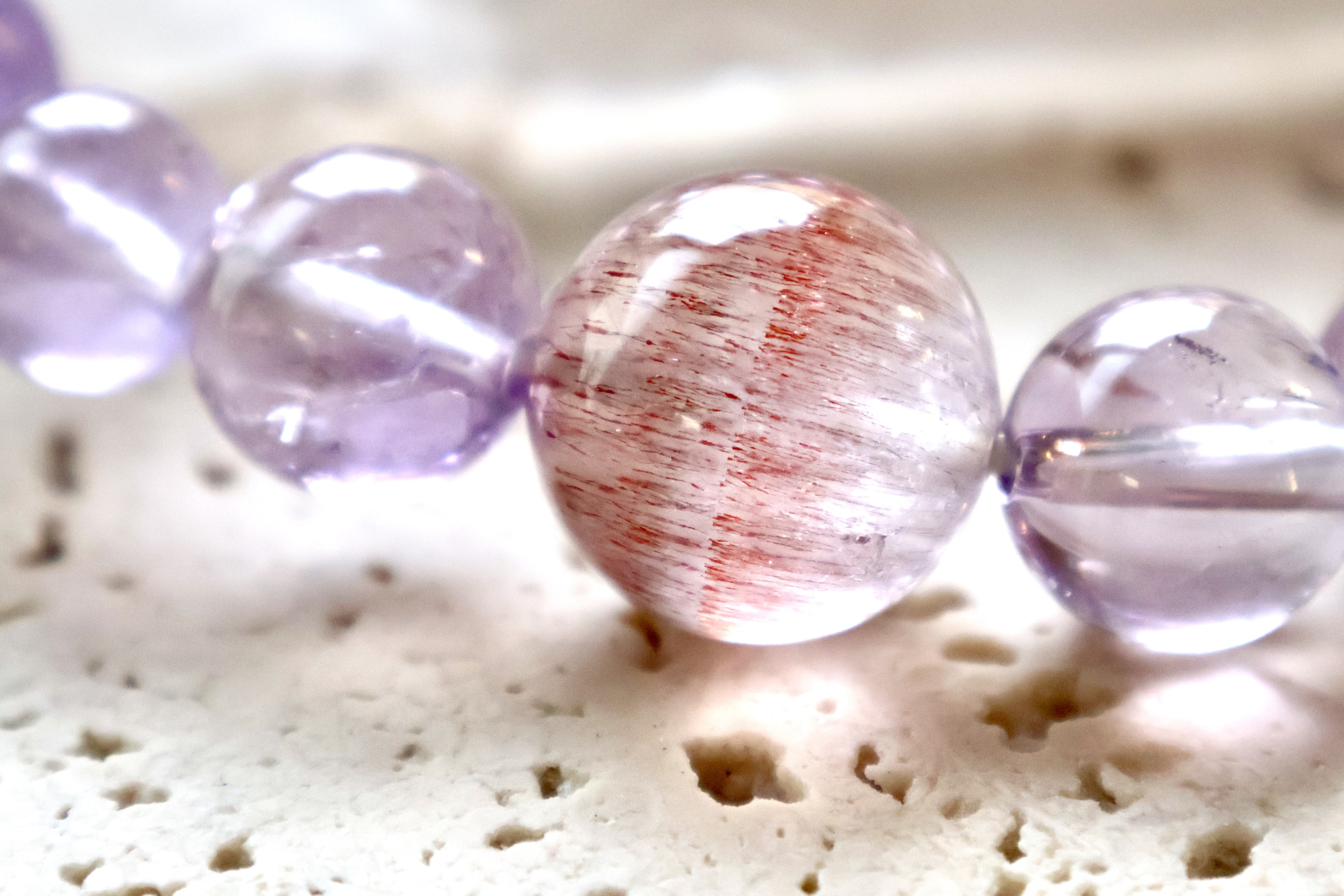 5/7新作✨【2月の誕生石】大粒15.6ｍｍのスーパーセブンを透明感＆優しい❣アメジストで繋げました♪