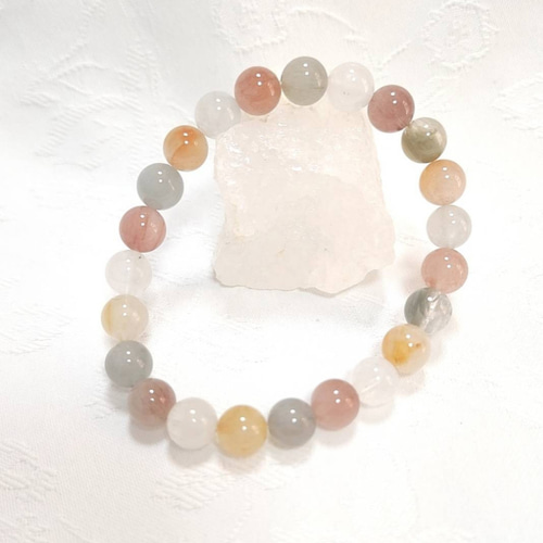 MIXラビットヘアールチルクォーツ◇癒し◇ブレスレット◇天然石