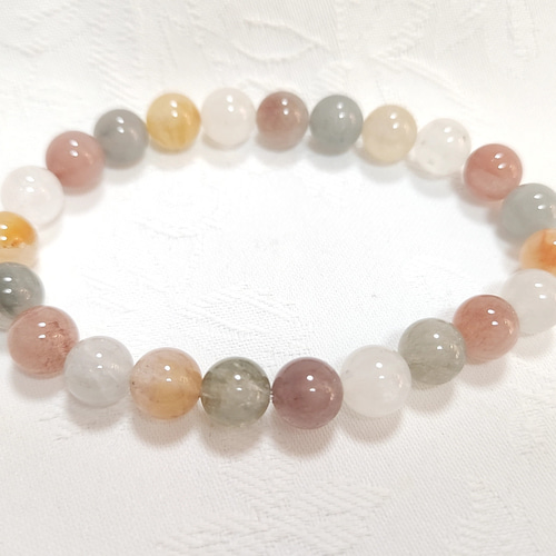 MIXラビットヘアールチルクォーツ◇癒し◇ブレスレット◇天然石