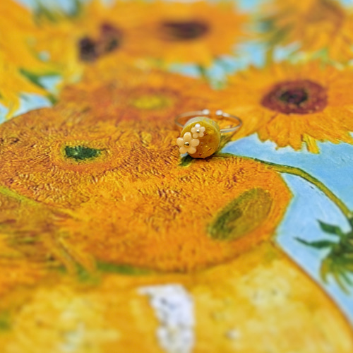 【売り切れ品】カナル　ゴッホ名作<ひまわり>リングサイズ9号 売り切れ品】カナル ゴッホ名作<ひまわり>リングサイズ9号 売り切れ品