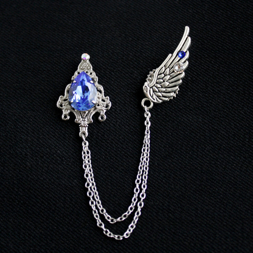 軽量＆多機能☆ゴシック風 雫と翼のチェーンブローチ（全4色）【高級