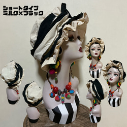 ブラック×赤 3wayアレンジ ファーヘアターバン つけ襟 ヘア