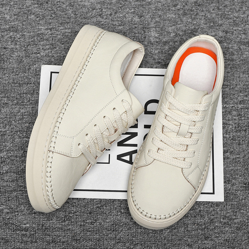 メンズカジュアル板靴・ハンドステッチ本革白靴・軽くて快適 W468