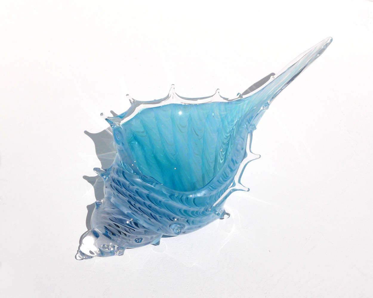 アクアブルー貝殻のガラスの入れ物：シェルの器