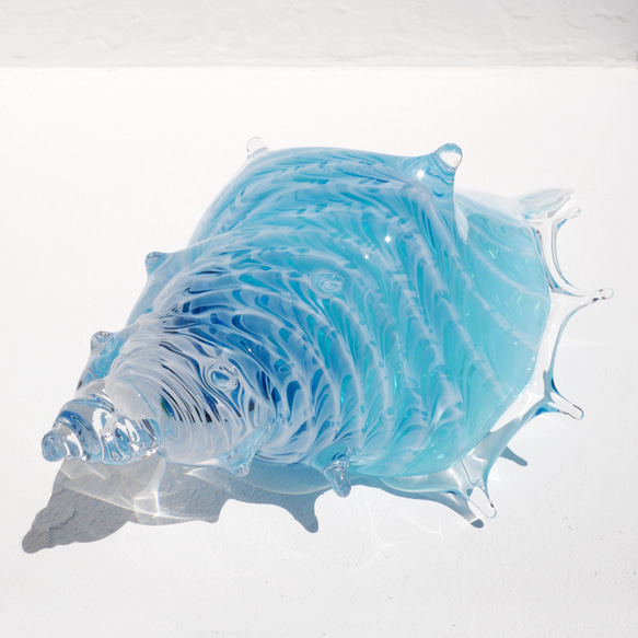 アクアブルー貝殻のガラスの入れ物：シェルの器 11枚目の画像