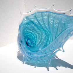 アクアブルー貝殻のガラスの入れ物：シェルの器 10枚目の画像