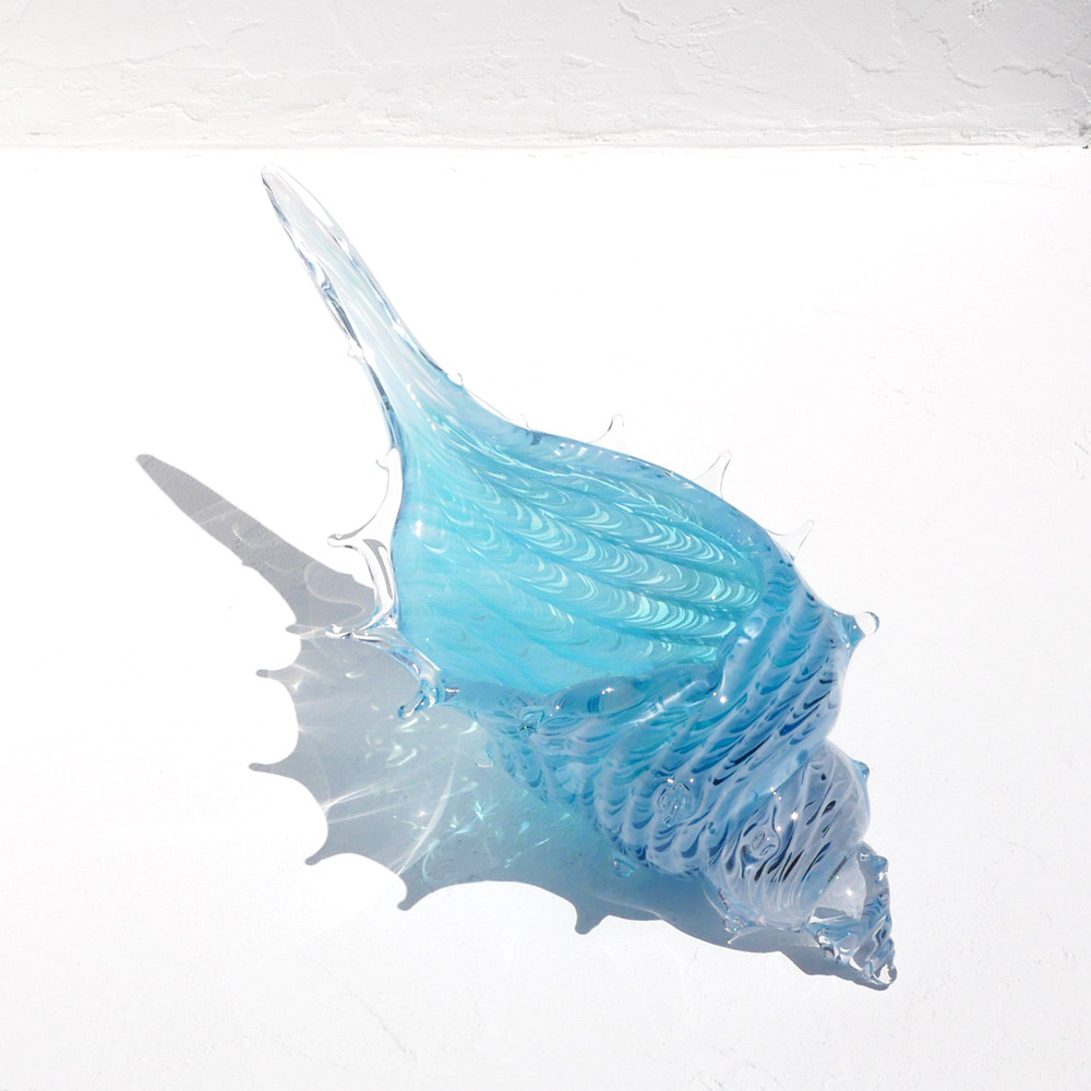 アクアブルー貝殻のガラスの入れ物：シェルの器