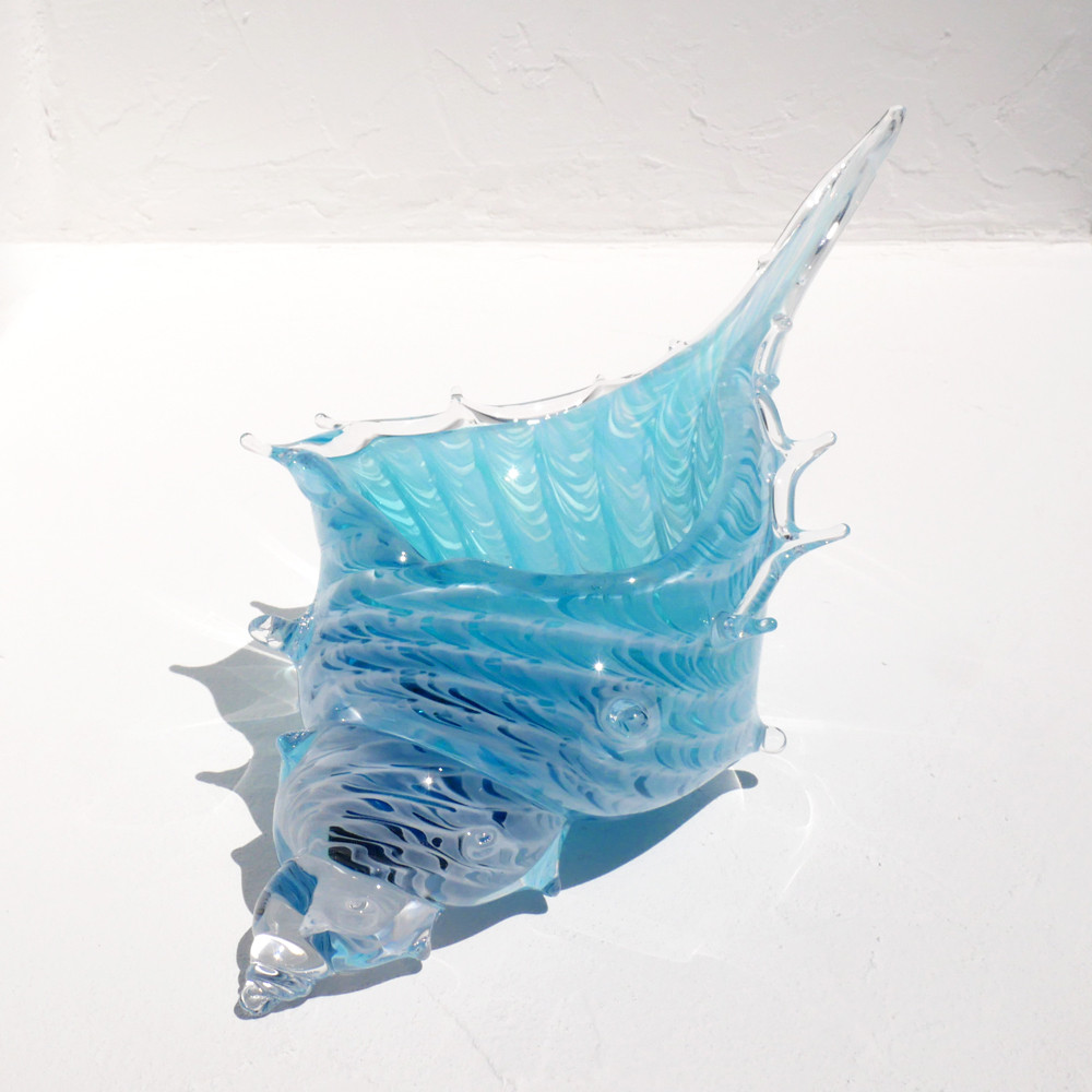 アクアブルー貝殻のガラスの入れ物：シェルの器