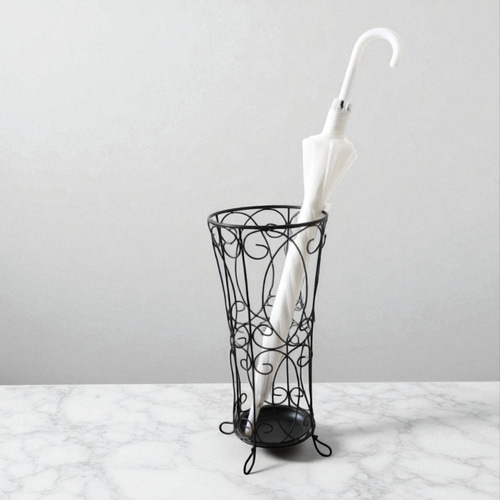 優雅な佇まい ブラックアイアン 傘立て 使いやすいシンプル