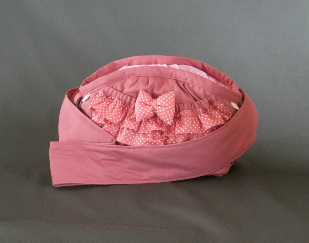 受注制作　ＬＬサイズ　小型犬用　肩ベルト付き　紀州帆布素材　スリングバッグ　ペールピンク