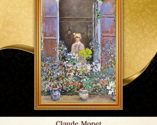 モネ『窓辺のカミーユ・モネ』複製画 【額入り】 絵画 〜ART❖MUSEUM