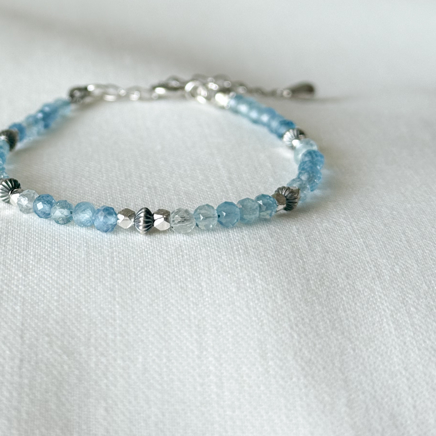 シルバー925 ナバホパール & アクアマリン ブレスレット メンズ レディース