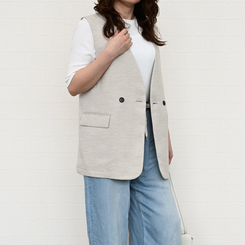 セットアップ対応】リネンライクベスト しわになりにくい 軽くて涼しい  