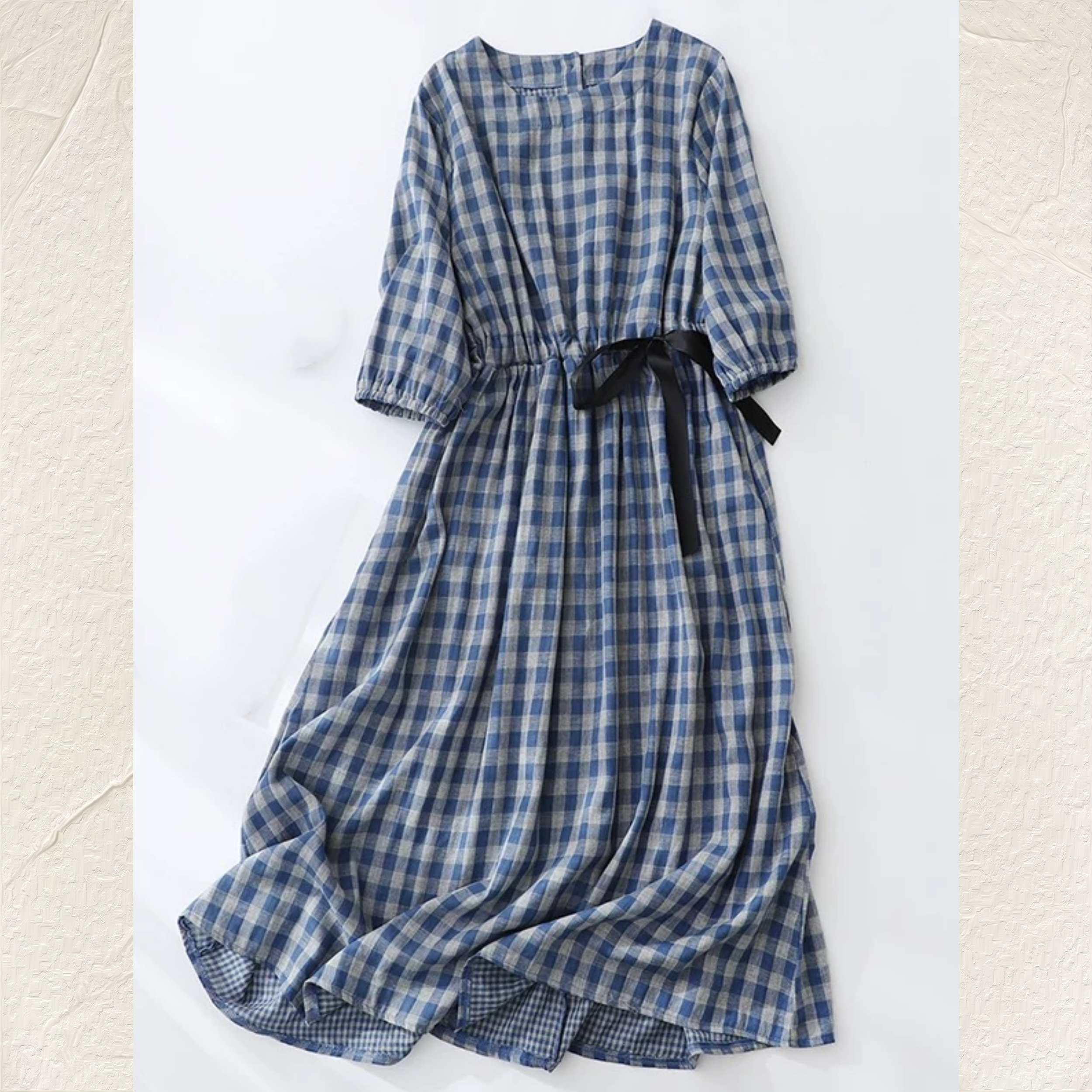 【受注】 新作 お洒落 綿麻 半袖 ワンピース  洗濯可