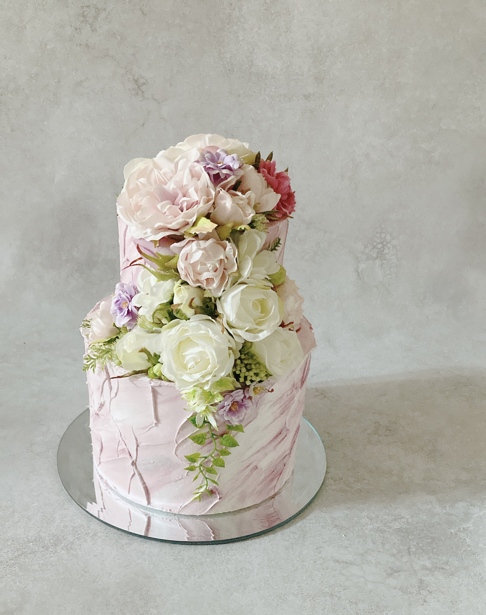 フェイクフラワーケーキ2段　送料無料