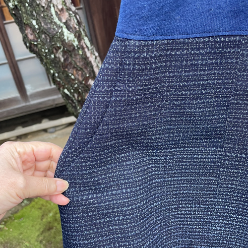 古布リメイクジャンパースカート藍染 古布リメイク 藍染パッチジャンバースカートワンピース 藍染 ゆったり