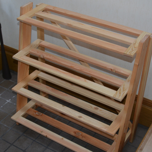 シューズラック 幅73cm 奥行40cm 高さ80cm 無垢のヒノキ 靴棚 靴箱