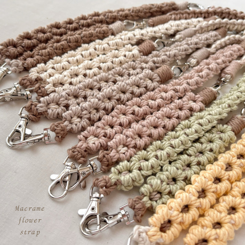 選べるカラー】4way マクラメフラワースマホストラップ フィンガー