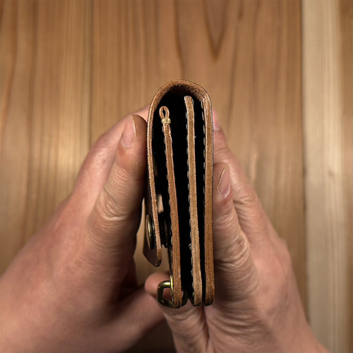 昭南本ヌメ革 ロングトラッカーウォレット 丘染めブラック茶芯｜03 昭南本ヌメ革 ロングトラッカーウォレット 丘染めブラック茶芯