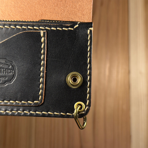 昭南本ヌメ革 ロングトラッカーウォレット 丘染めブラック茶芯｜03 昭南本ヌメ革 ロングトラッカーウォレット 丘染めブラック茶芯