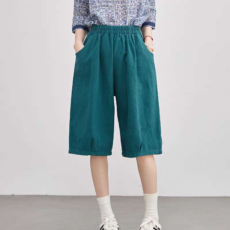 楽でムレにくく一味違う綺麗なアクセントに☆裾タックハーフパンツ