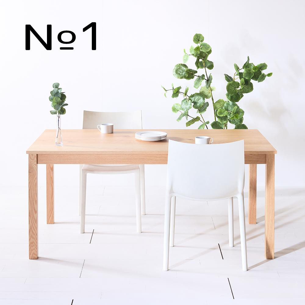 サイズオーダーが簡単！　お客さまのご都合に合わせます　NO1ダイニングテーブル210　オーク アールテック