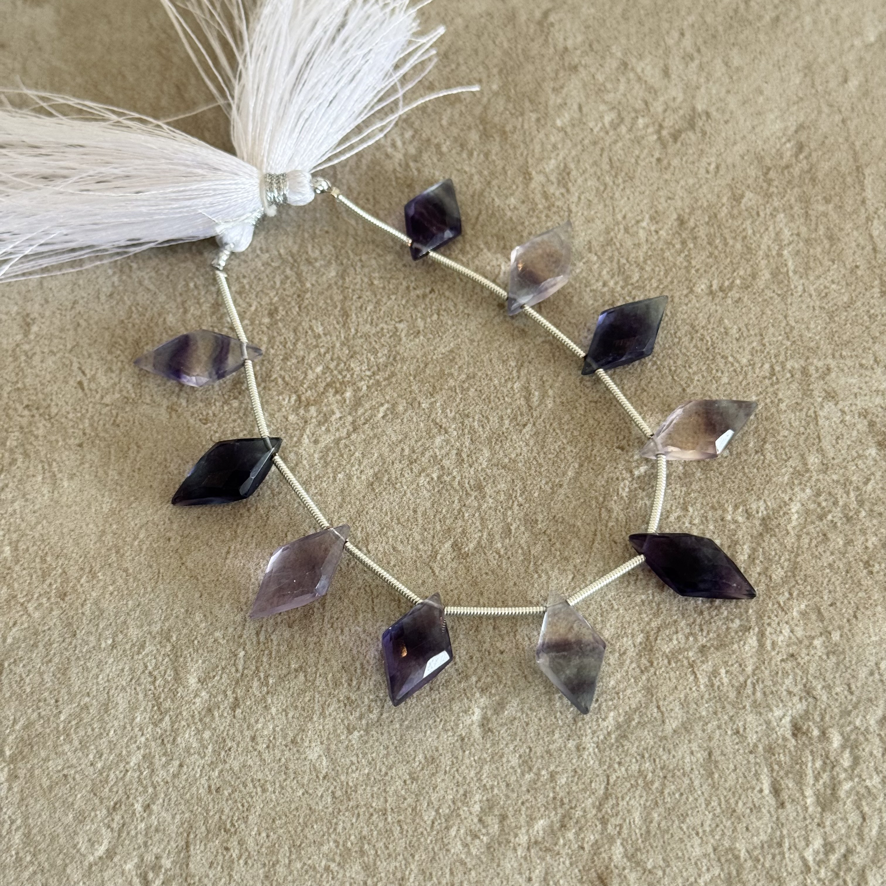 マルチカラーフローライト　ダイヤカット1連10粒