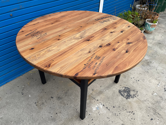 hotaru　丸テーブル　机　お洒落　男前家具　棚付き　リビング　ダーク　ブラック　天然木　無垢材　オーダー可　 8枚目の画像