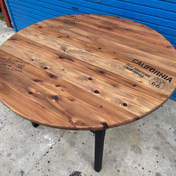 在庫あり 即納 丸テーブル 机 リビング ダーク アイアン カフェ 天然木