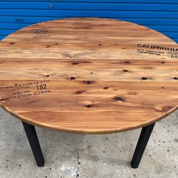 hotaru　丸テーブル　机　お洒落　男前家具　棚付き　リビング　ダーク　ブラック　天然木　無垢材　オーダー可　 4枚目の画像