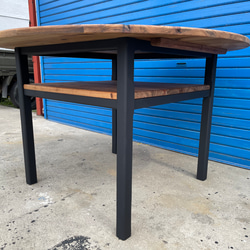 hotaru　丸テーブル　机　お洒落　男前家具　棚付き　リビング　ダーク　ブラック　天然木　無垢材　オーダー可　 3枚目の画像