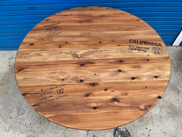 hotaru　丸テーブル　机　お洒落　男前家具　棚付き　リビング　ダーク　ブラック　天然木　無垢材　オーダー可　 5枚目の画像