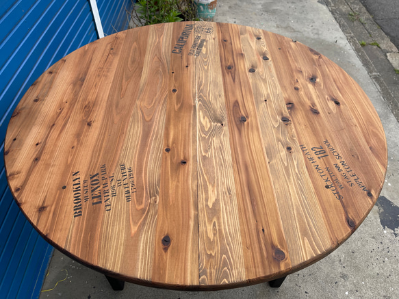 hotaru　丸テーブル　机　お洒落　男前家具　棚付き　リビング　ダーク　ブラック　天然木　無垢材　オーダー可　 7枚目の画像