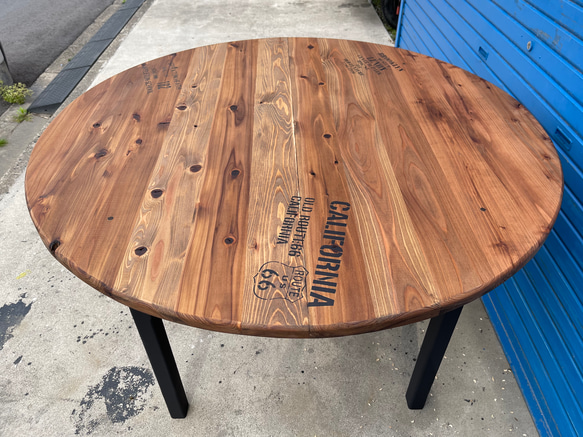 hotaru　丸テーブル　机　お洒落　男前家具　棚付き　リビング　ダーク　ブラック　天然木　無垢材　オーダー可　 6枚目の画像