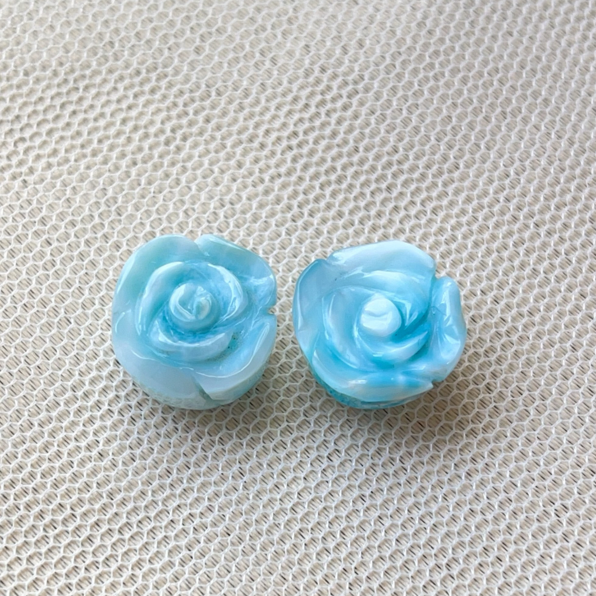 天然無処理 ラリマー 薔薇 バラ彫り ブレスレット 11x7.5