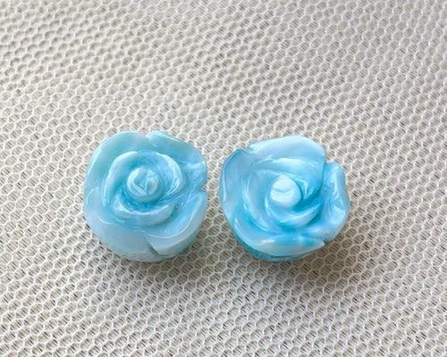 天然無処理　ラリマー 　薔薇　バラ彫り　ブレスレット　11x7.5 天然無処理 ラリマー 可愛いバラ彫り ペア ビーズ 天然石屋 通販