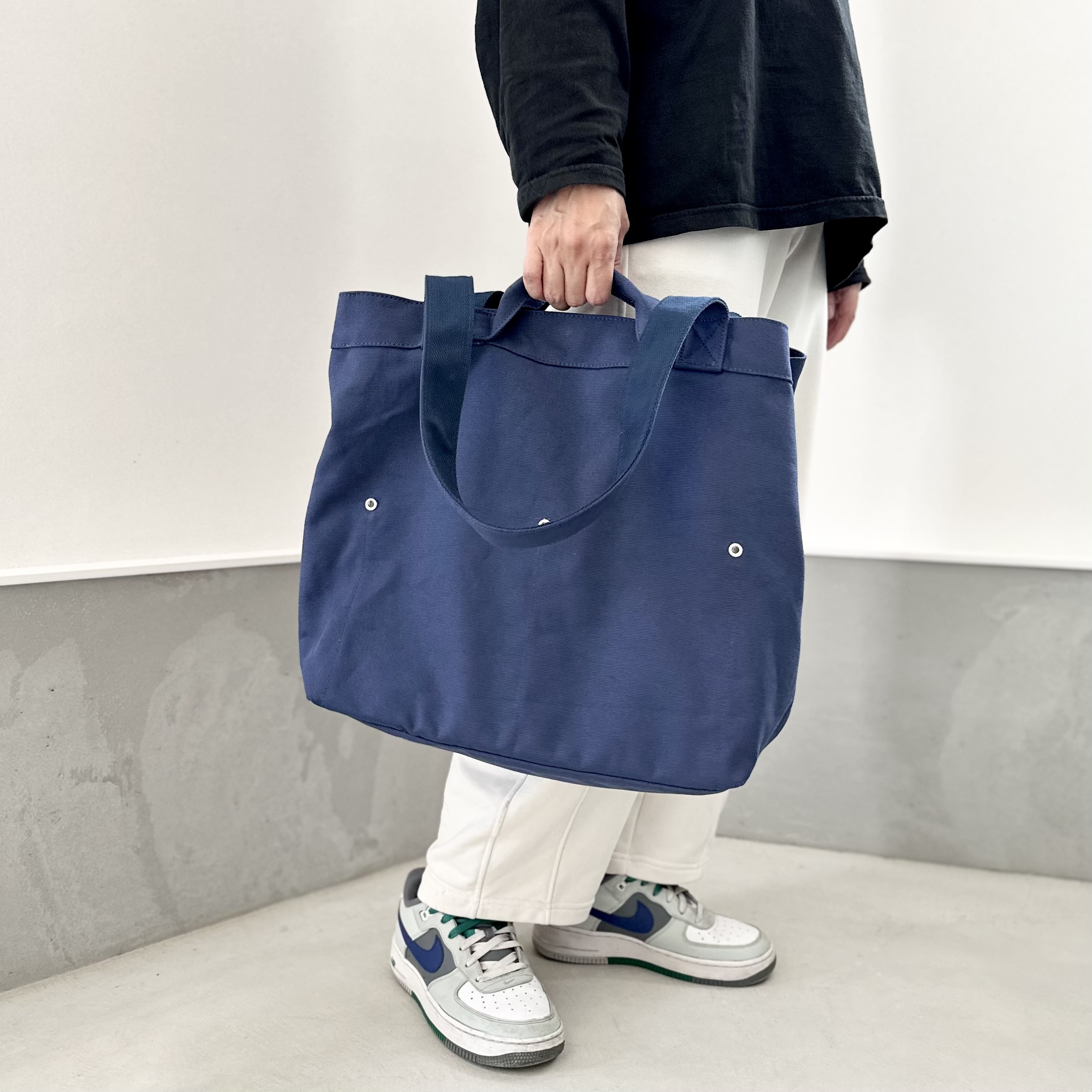 『2025新作』大容量 2WAY ヘビーキャンバス トートバッグ　L-size【ブルー】
