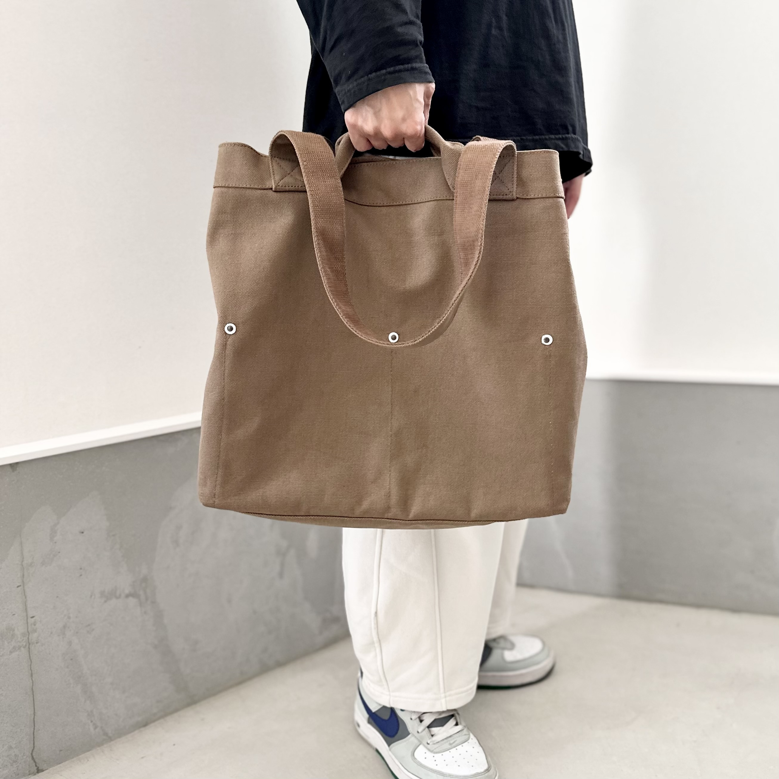 『2025新作』大容量 2WAY ヘビーキャンバス トートバッグ　L-size【ブラウン】
