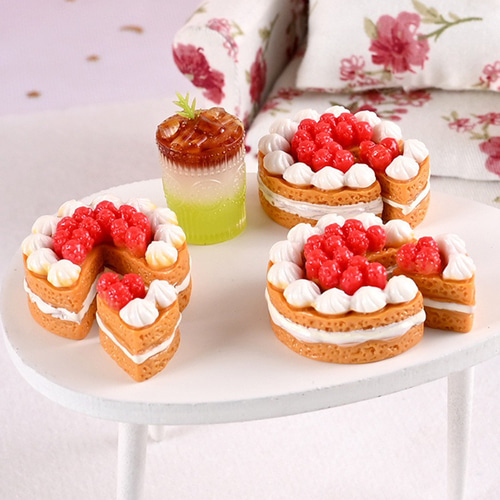 ミニチュア苺のホールケーキセット ミニチュアドールハウス用 ミニチュア リアルなストロベリー