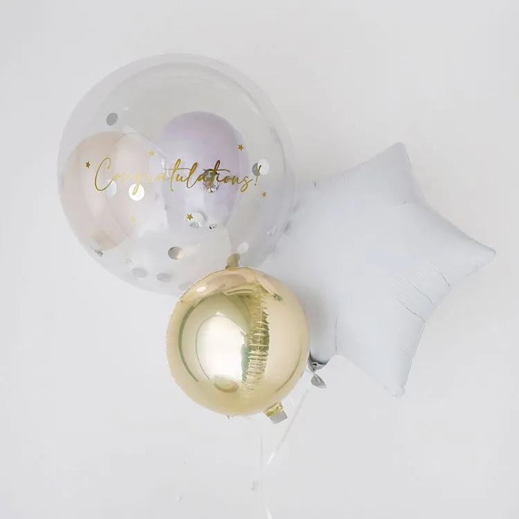 【ミルクラベンダー・ホワイト】37cmバルーンset◆ 誕生日・1/2・お祝い・結婚式★ヘリウムガス入り
