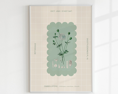 アートポスター】英字 ミニマム ボタニカル 花 草 グリーン イラスト