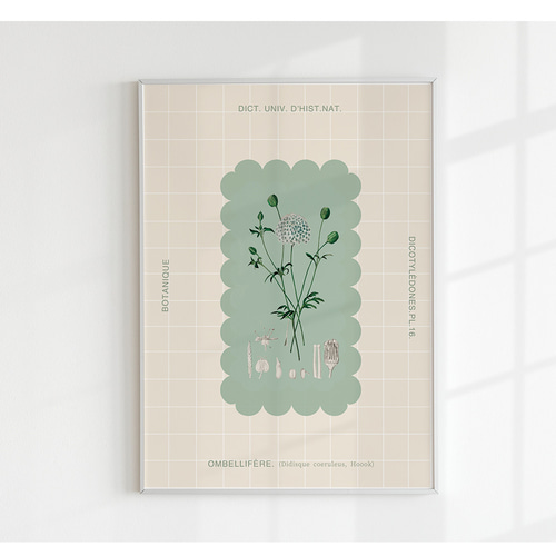 アートポスター】英字 ミニマム ボタニカル 花 草 グリーン イラスト