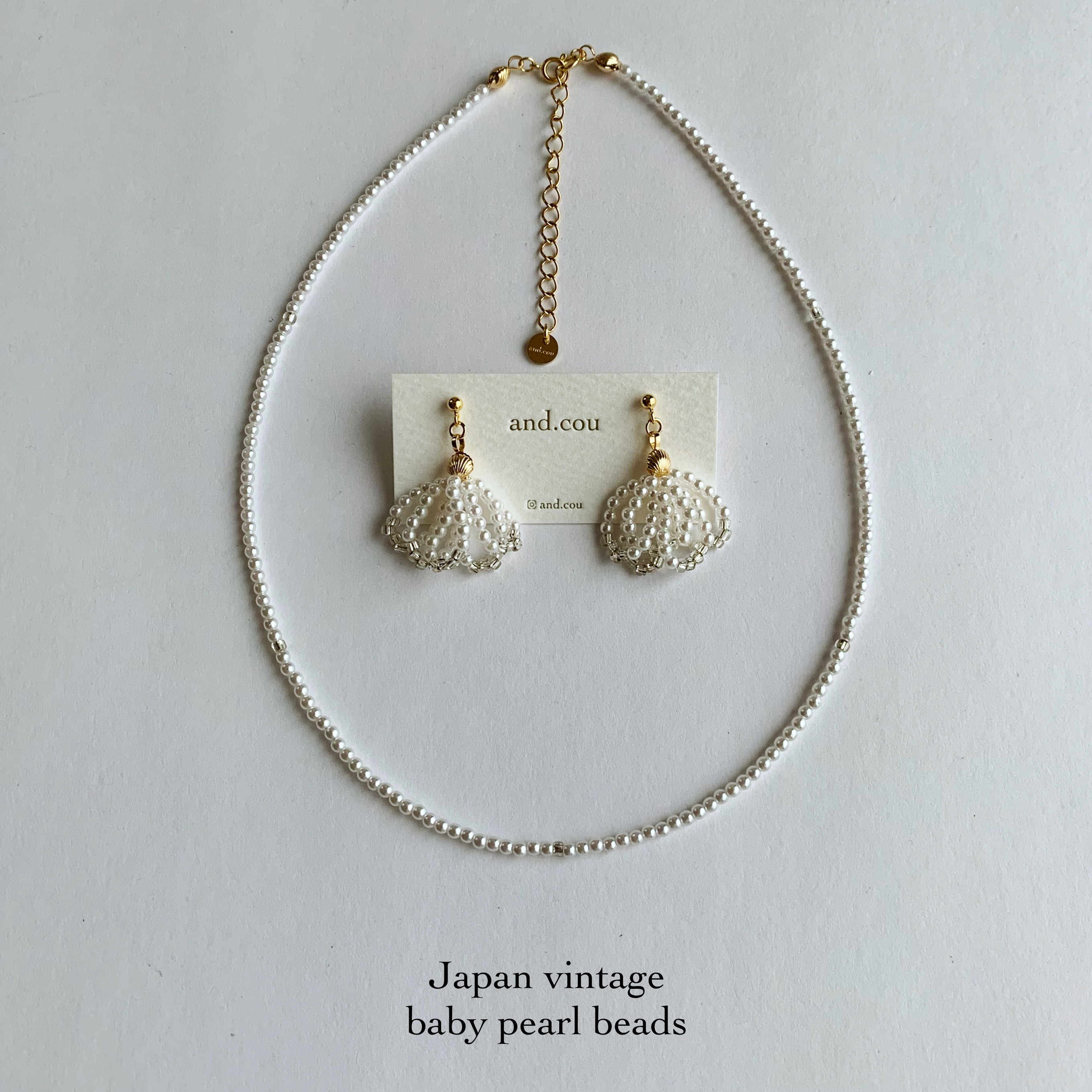 necklace ⁑ kurara/ヴィンテージベビーパールビーズの首飾り アレルギー対応